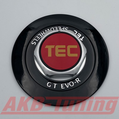 TEC ALU-Sechskant-Deckel in Schwarz-Glanz / Logo rot-gold für Alufelge GT EVO-R