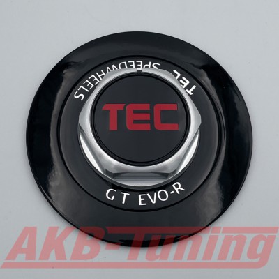 TEC ALU-Sechskant-Deckel in Schwarz-Glanz / Logo schwarz-rot für Alufelge GT EVO-R