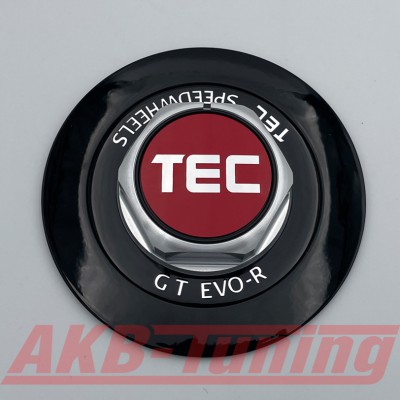 TEC ALU-Sechskant-Deckel in Schwarz-Glanz / Logo rot-silber für Alufelge GT EVO-R
