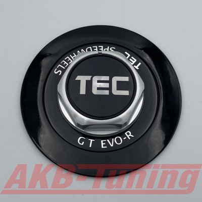 TEC ALU-Sechskant-Deckel in Schwarz-Glanz / Logo schwarz-silber für Alufelge GT EVO-R