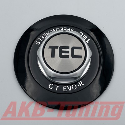 TEC ALU-Sechskant-Deckel in Schwarz-Glanz / Logo silber-schwarz für Alufelge GT EVO-R