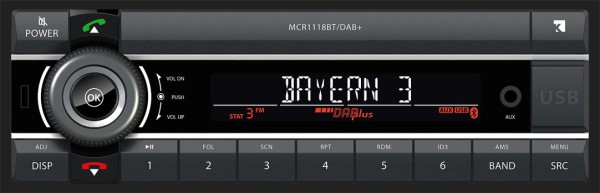 AXION "MCR 1118 DAB+" Laufwerkloses 1DIN Autoradio mit USB/AUX/Bluetooth/DAB+