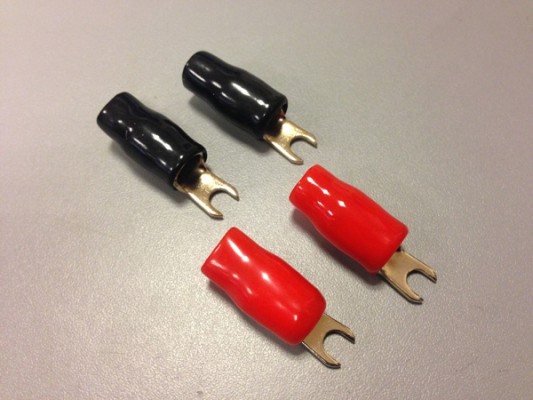 ACV Ringgabeln 10 mm² -> d=4,2mm / 2 rot 2 schwarz / Farbe gold