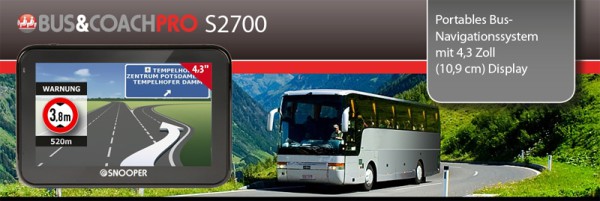 Snooper BUS&COACH PRO S2700 Portables Bus-Navigationssystem mit 4,3 Zoll (10,9 cm) Display