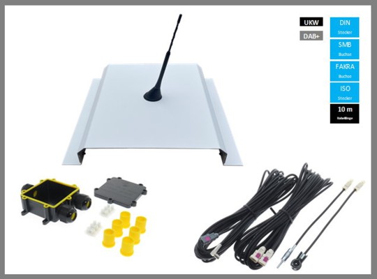 Dietz Wohnmobil Antennenset A1, UKW/DAB, 10m Kabel, Edelstahlträger, FAKRA/DIN/SMB Anschlüsse