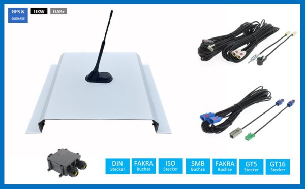 Dietz Wohnmobil Antennenset A2, UKW/DAB/GPS, 10m Kabel, Edelstahlträger, DIN/ISO/FAKRA/SMB Anschlüsse