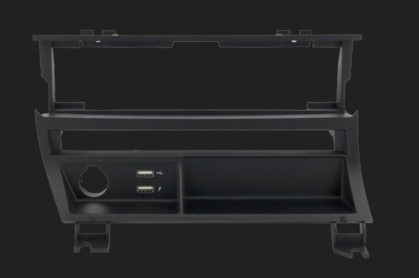DYNAVIN Funktionsträger für BMW E46 Blende Mittelkonsole für Einzeltaster (durchgehendes Schaltzentrum) 1 x USB, 1 x USB-Ladefunktion