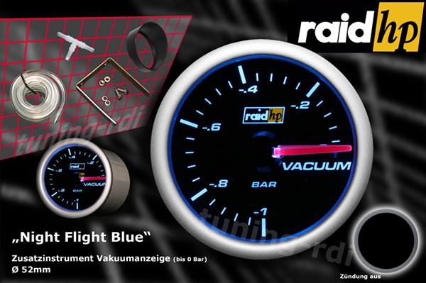 raid hp Zusatzinstrument 52mm Vacuumanzeige Night Flight Blue-RDI-660182