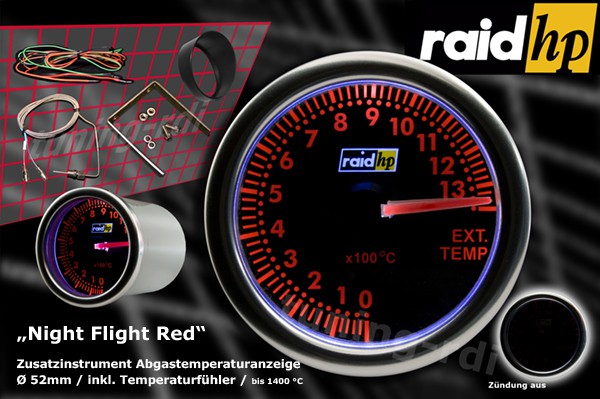 Raid Hp SR Line Zusatz Instrument Abgas/Auspuff Temperatur Anzeige rot weiß 52mm 