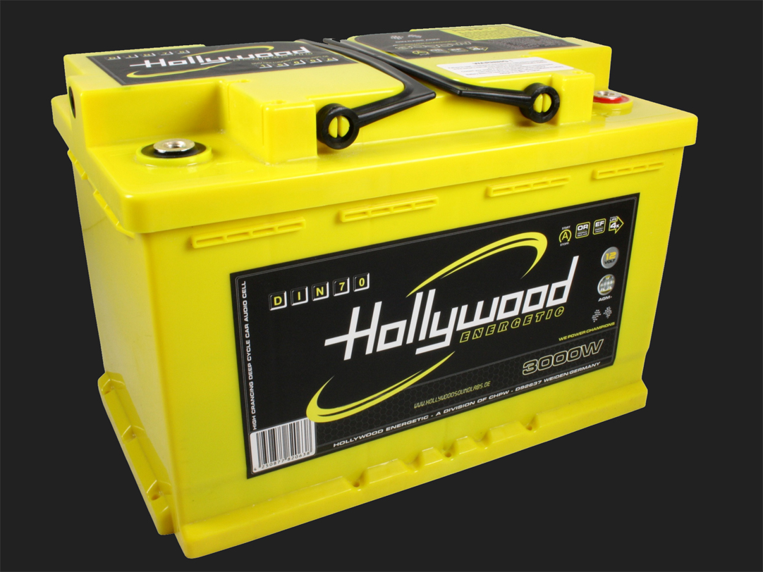 Hollywood ENERGETIC 12V DIN POWER AGM Batterie DIN 70 70Ah bis 3000 Watt