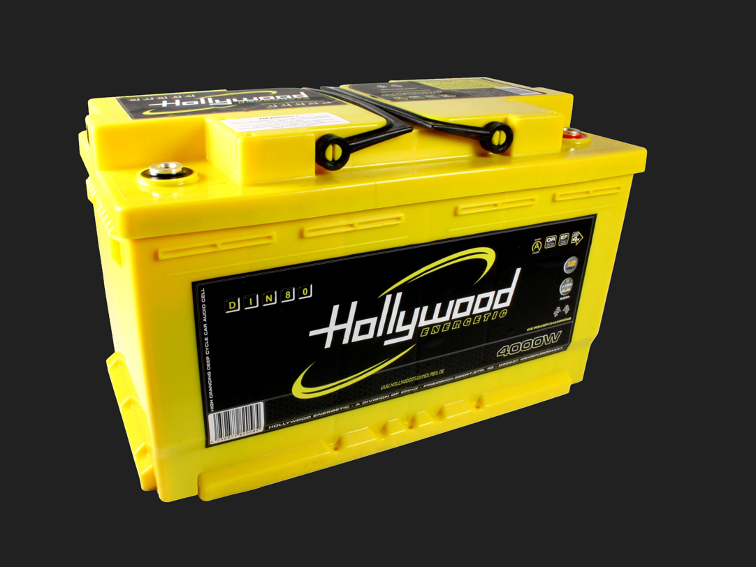 Hollywood ENERGETIC 12V DIN POWER AGM Batterie DIN 80 80Ah bis 4000  Watt-CHW-HE-0080DIN