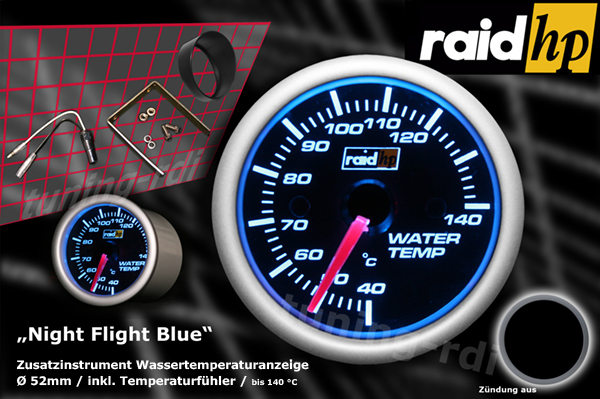 raid hp Zusatzinstrument 52mm Wassertemperaturanzeige Night Flight