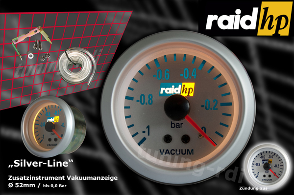 raid hp Zusatzinstrument 52mm Vacuum Meter Silver-Line-RDI-660222