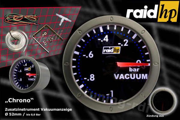 raid hp Zusatzinstrument 52mm Vacuumanzeige Night Flight Blue-RDI