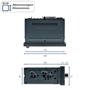 AMPIRE 1DIN Radio 16,2cm (6.38'') Display, DAB+, AHD Kameraeingänge
