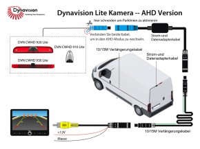 DYNAVISION "DVN CWHD 920 Lite" Bremsleuchten-Kamera mit 1 Funktion für Fiat Ducato3/ Citroën Jumper2/ Peugeot Boxer2 Bildmodus AHD / NTSC