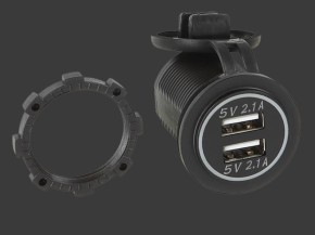 ACV USB Ladeadapter 12V/24V 4.2A zur Installation mit weisser Beleuchtung