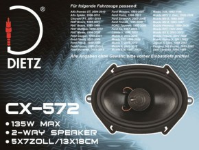 Dietz "CX-572" 2-Wege Koax-Lautsprecher-Set 5X7"(13X18cm) Max.Power 135 Watt