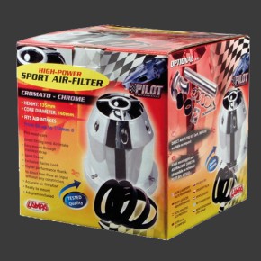 Pilot Universal Sport-Luftfilter Chrom-Look inkl. Adapter von 60 -114mm