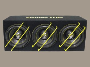 GROUND ZERO IRIDIUM "GZIB 3.250SPL" 3x25cm (10"cm) Gehäusesubwoofer 2100W