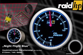 raid hp Zusatzinstrument 52mm Öldruckanzeige Night Flight Blue