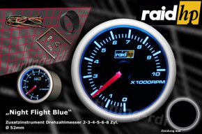 raid hp Zusatzinstrument 52mm Drehzahlmesser Night Flight Blue