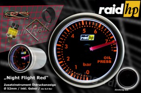 raid hp Zusatzinstrument 52mm Öldruckanzeige Night Flight Red