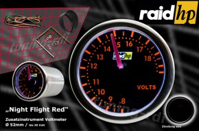 raid hp Zusatzinstrument 52mm Voltmeter Night Flight Red