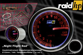 raid hp Zusatzinstrument 52mm Abgastemperaturanzeige Night Flight Red