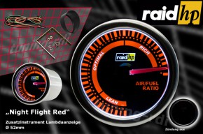 raid hp Zusatzinstrument 52mm Lambdaanzeige Night Flight Red