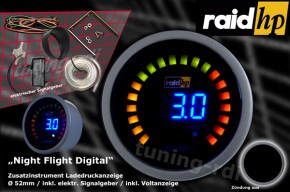 raid hp Zusatzinstrument 52mm Ladedruckanzeige Night Flight Digital Blue