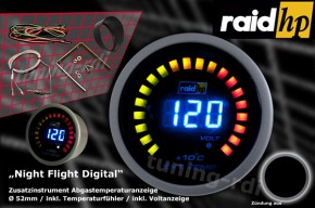 raid hp Zusatzinstrument 52mm Abgastemperaturanzeige Night Flight Digital Blue