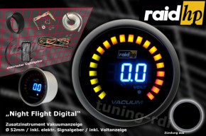 raid hp Zusatzinstrument 52mm Vacuum Meter Night Flight Digital Blue