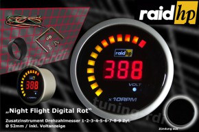 raid hp Zusatzinstrument 52mm Drehzahlmesser Night Flight Digital Red